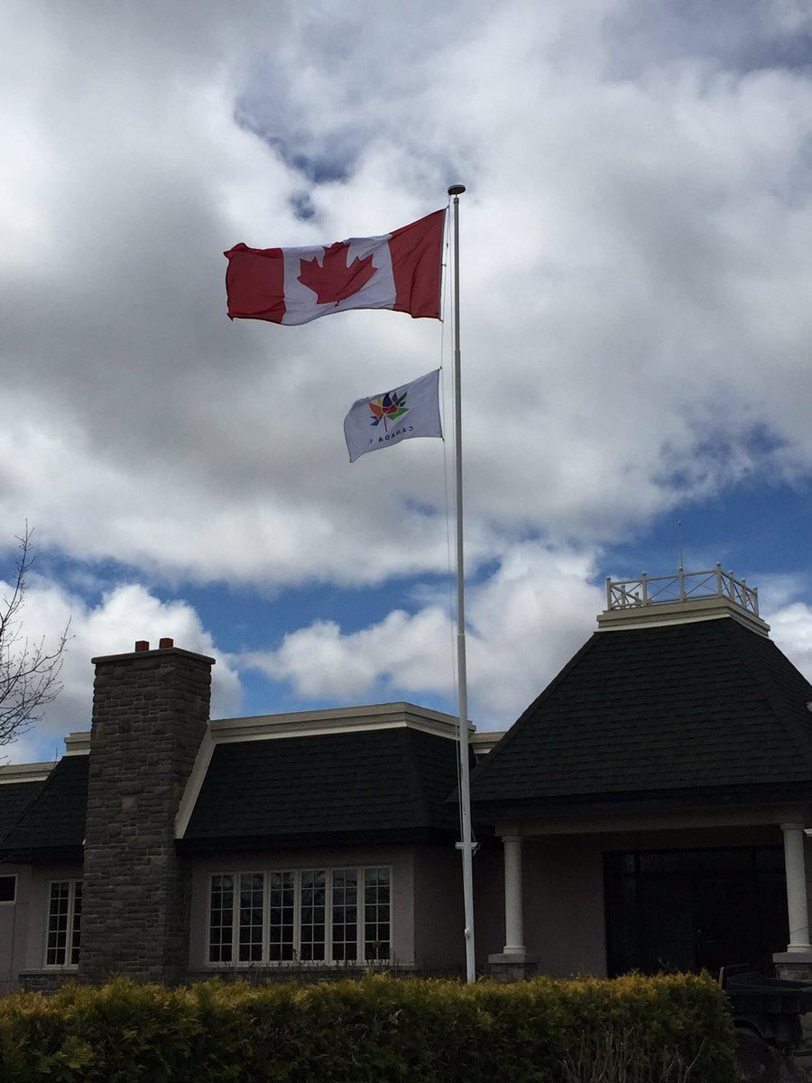 Canadian Flag is up for the year now joined by the Canada 150 Flag.