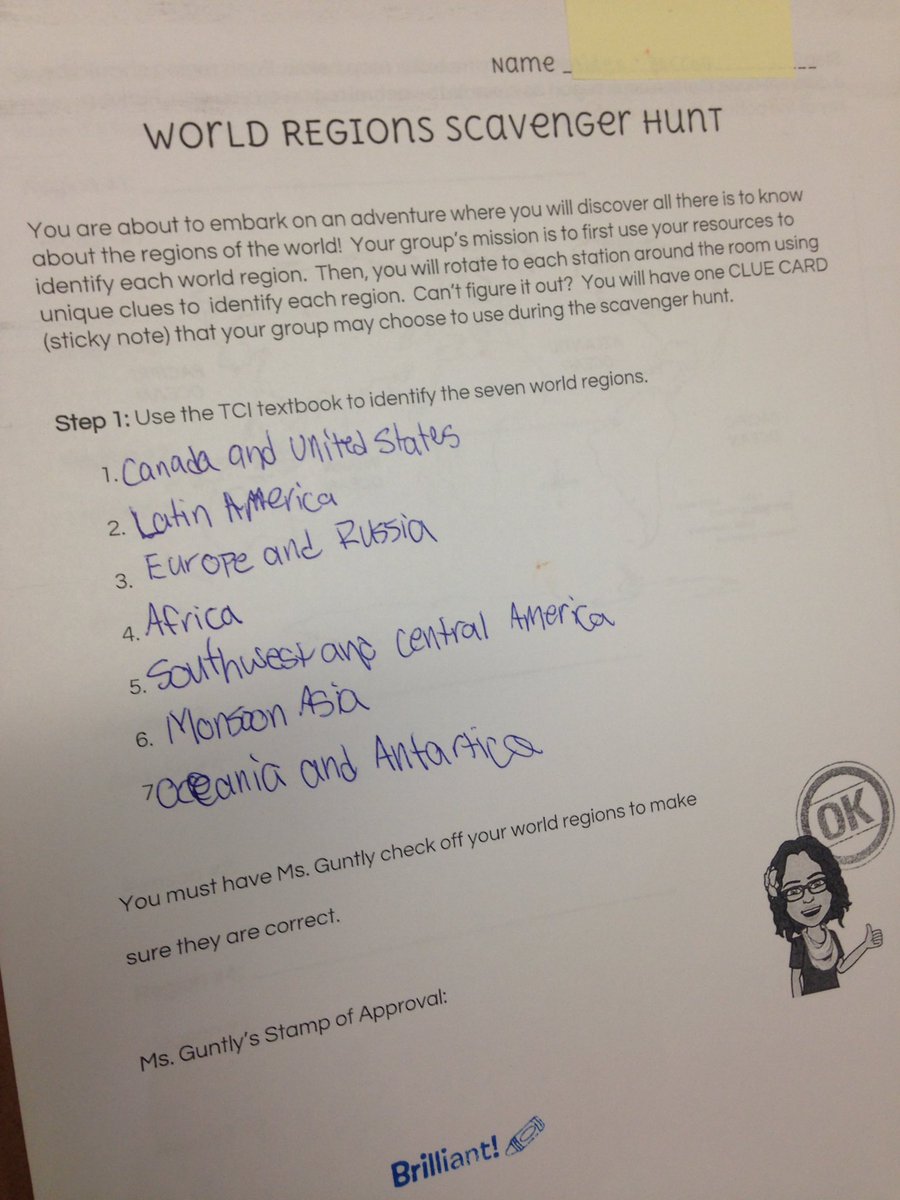 csawicki2's tweet image. &quot;I think Hindu Kush is near India which is located in Asia.&quot; World regions scavenger hunt! @MissGuntlyLCMS #theLCMSride #productivestruggle