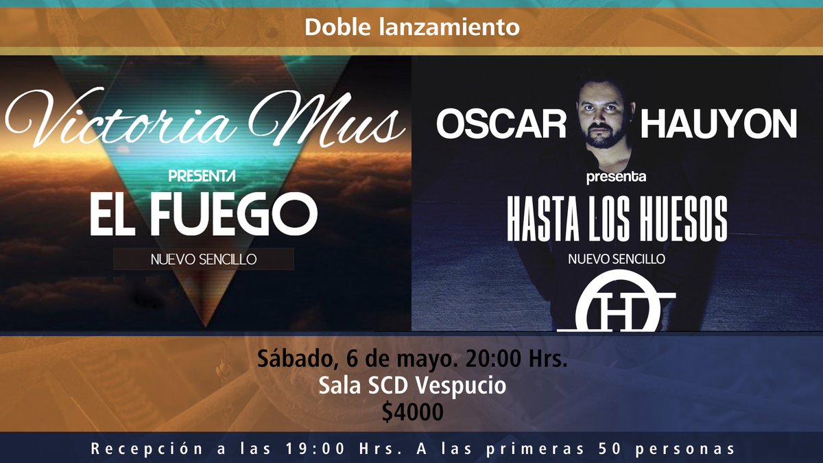 HauyonOscar's tweet photo. Oscar Hauyon y @VictoriaMus lanzarán sus singles en Sala @SCDChile Vespucio | vía @SoloArtistasCL https://t.co/1VUzk6FkpI https://t.co/x6vBKNTUUp