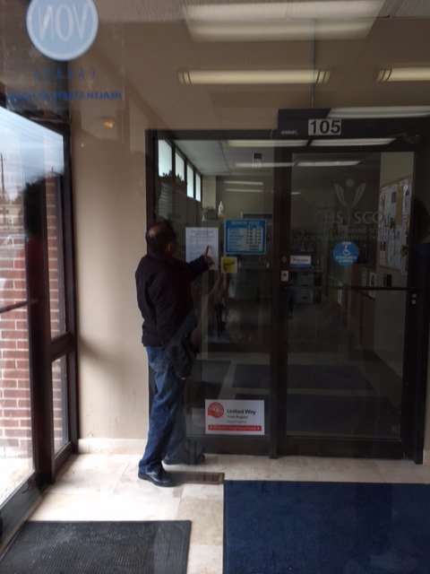 CUPE2073's tweet image. Eight weeks + two days on strike today. Newmarket CHS office, all closed up. Not business as usual, @helenajacsek and @DrEricHoskins #CHS