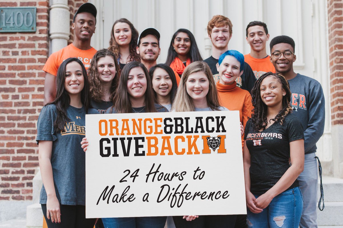 MercerYou's tweet image. Orange &amp;amp; Black Give Back starts now… 24 hours to make a difference! Visit mugiveback.com to participate. #MUgiveback