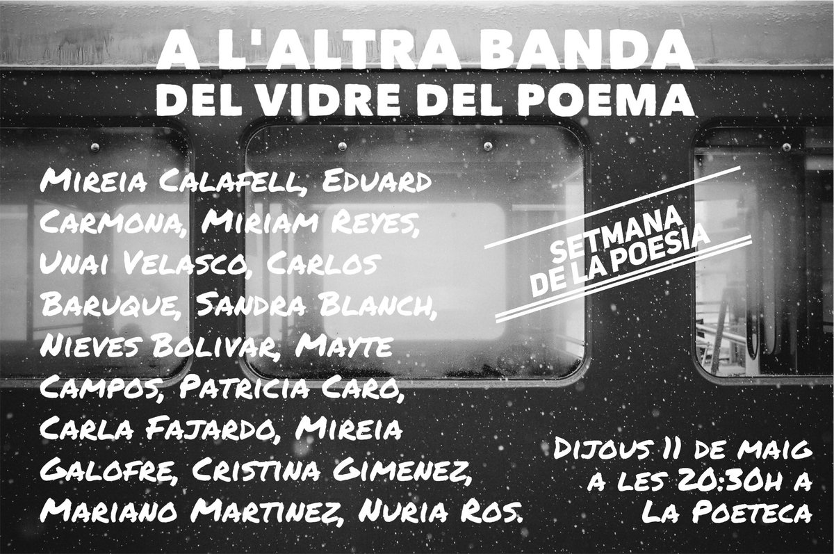 Dijous 11 recital off d la #setmanapoesiabcn amb <a href="/mireia_calafell/">Mireia Calafell</a> <a href="/eduardcarmona/">eduardcarmona🎗️</a> Míriam Reyes, Unai Velasco i els alumnes d <a href="/antoniamassanet/">M. Antònia Massanet</a>