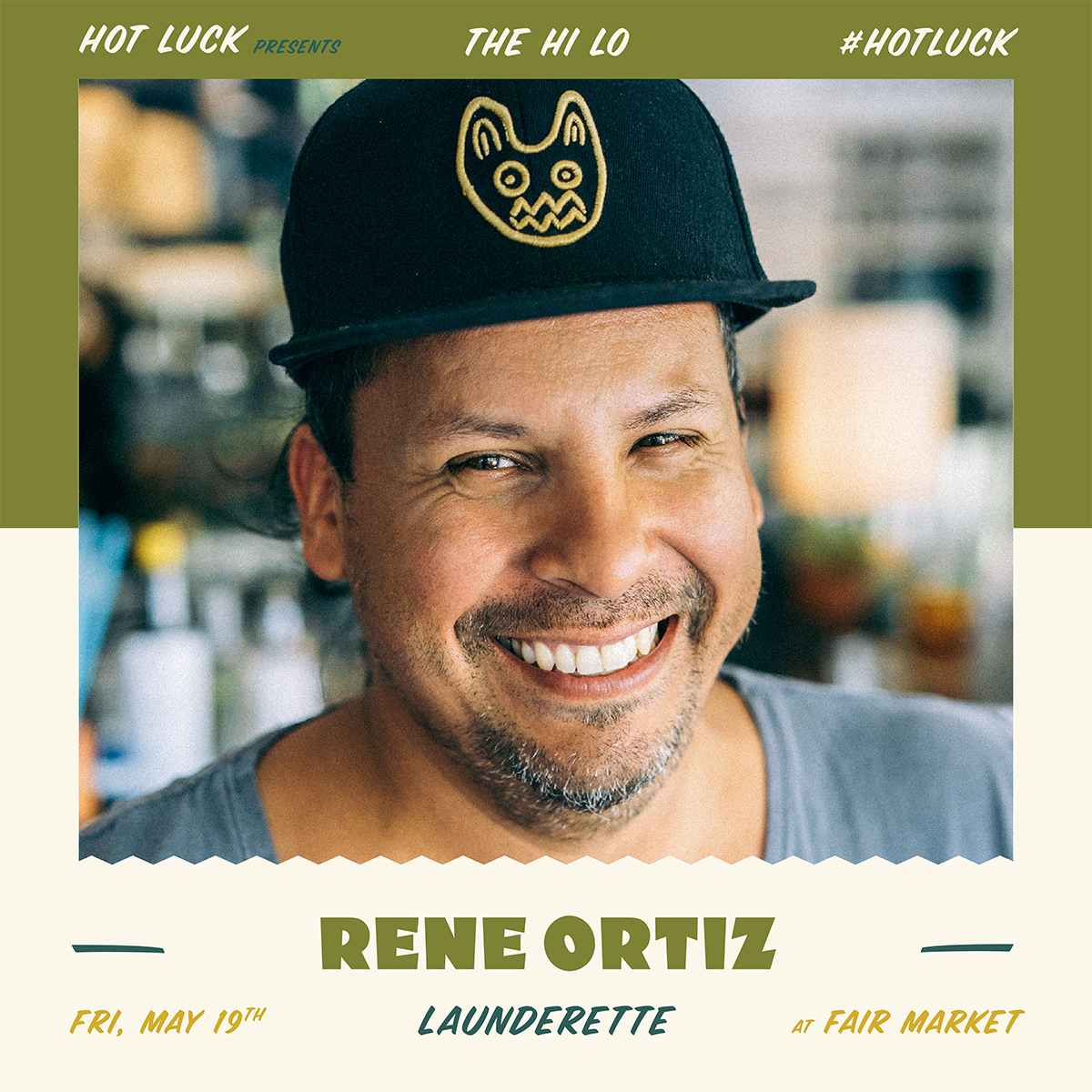 #HotLuck homeboy <a href="/chezreneortiz/">Rene Ortiz</a> will be cooking tasty IndiMexi ​food for YOU at The Hi Lo. YES X a million. ​Tix at hotluckfest.com/events/416803
