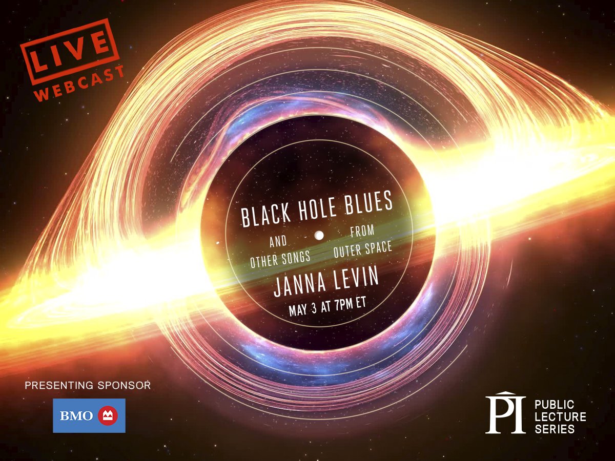 Perimeter's tweet image. We&apos;re about to go live with @JannaLevin - watch now: ow.ly/3gSW30bozNV #space #cosmos #physics #webcast