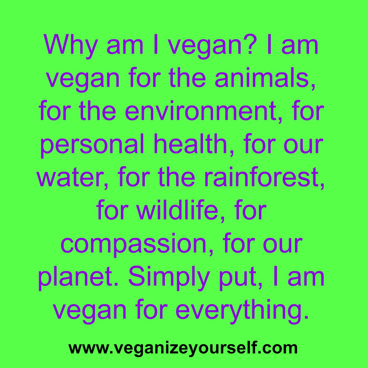 I am #vegan for everything #veganizeyourself #Govegan #plantbased #fortheanimals #fortheenvironment #bethechange #bevegan #tryvegan #vegans