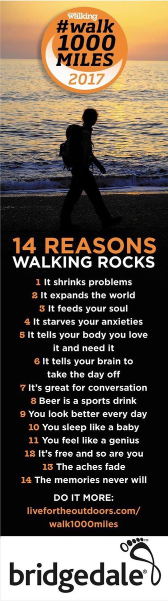 StuartABedford's tweet photo. 14 reasons that walking rocks. #walk1000miles #walkyourselffit #getfitdontsit #smallstepsgreatresults https://t.co/EWexP4Rumf