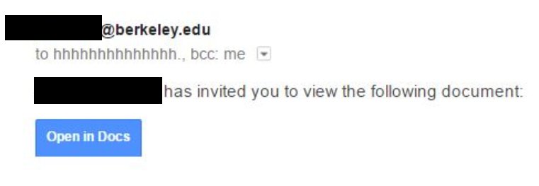 etsberkeley's tweet image. Email/drive issues being reported. If you get an unexpected invitation to view a shared document, please don&apos;t click. (example below)