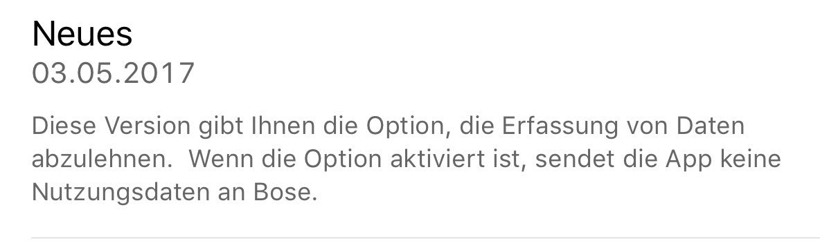 AxelTelzerow's tweet photo. Die #BoseConnect #App 🎧 gibt's jetzt auch ohne Schnüffelfunktion. Geht doch! https://t.co/7KspDFV5zf