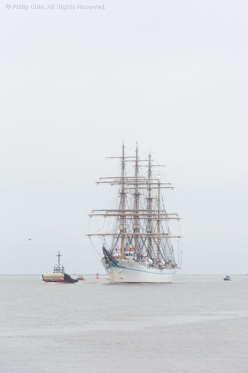 Welcoming the Kaiwo Maru to Garry Point Park on a wet, rainy, colourless morning. #Steveston #GarryPointPark #KaiwoMaru #RichmondBC