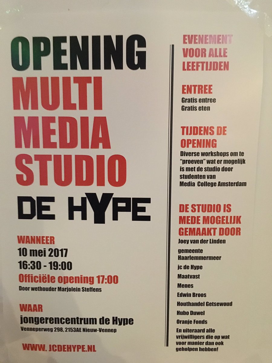 Simone_MW's tweet image. Vanvond #sneakpreview gehad bij de #multimediastudio jongeren hard aan het werk om alles af te krijgen voor de opening next week @jcdeHype