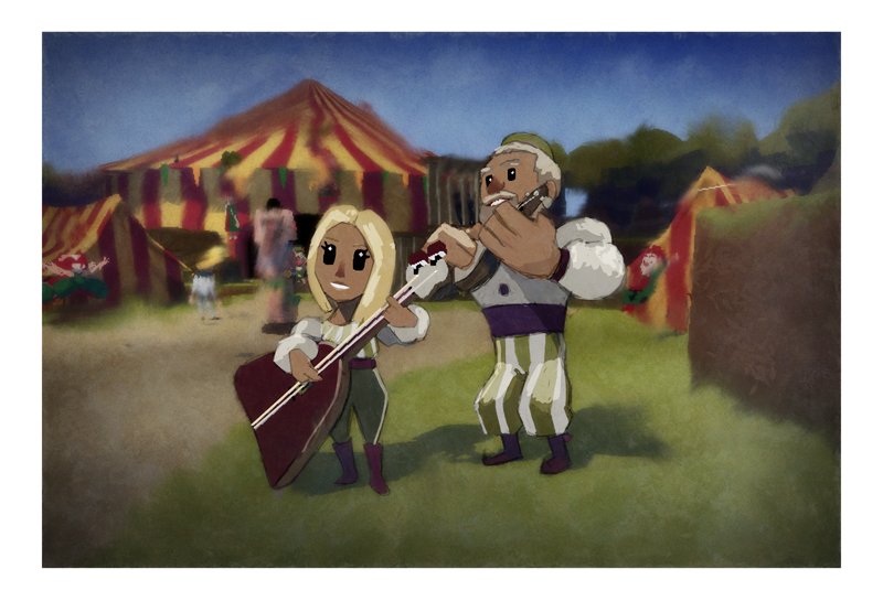 oleivarrudi's tweet photo. One of the background wall paintings from the bar in World To The West shows our composers, @LinnTaklo and @jornlavoll, as local troubadours https://t.co/jOXh8PMroL