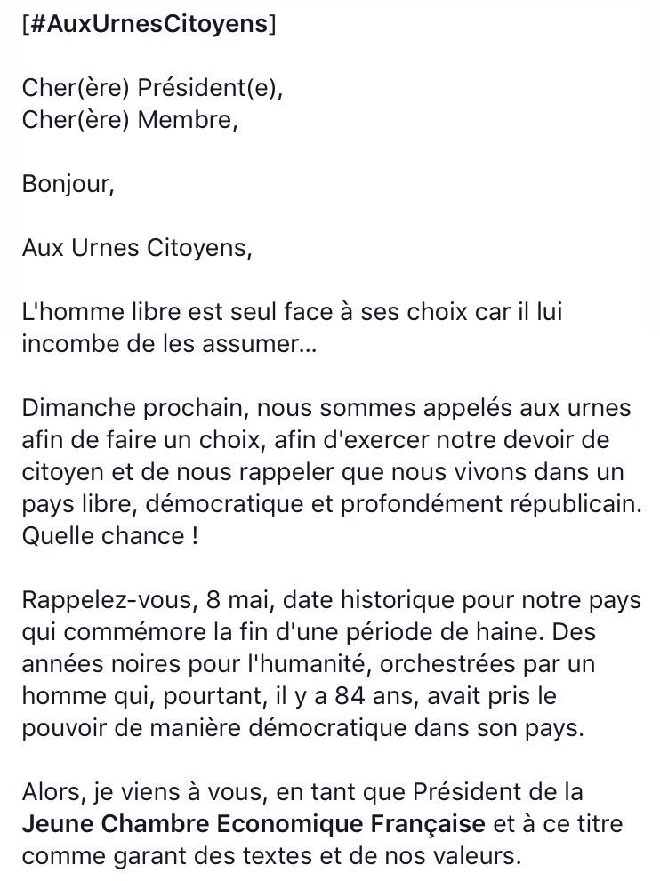 #AuxUrnesCitoyens Message de <a href="/bourgoinj/">Bourgoin Julien</a> aux membres de la <a href="/JCE_France/">jce_france</a> #Présidentielle2017 (1/5)
