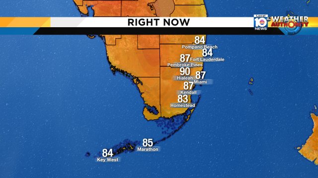 Just before 4 p.m. and temperatures are sizzling!  It's 87° in Miami and 90° in Hialeah. https://t.co/C9Ox0judTd