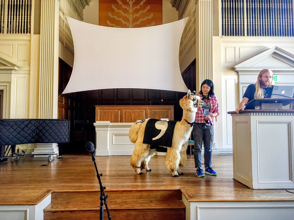 yasmina_anwar's tweet image. #commaLlama is in the chapel 😃!  This is amazing! #csvconf @CSVConference