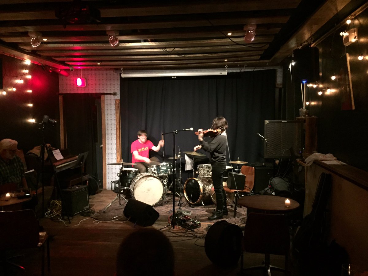 Fun night <a href="/ThreesBrewing/">Threes Brewing</a> w/ @willmasonmusic's intense chamber-prog 4tet Happy Place + <a href="/ManForeverUSA/">Kid Millions</a> &amp; Sarah Bernstein's harsh yet fluid duo