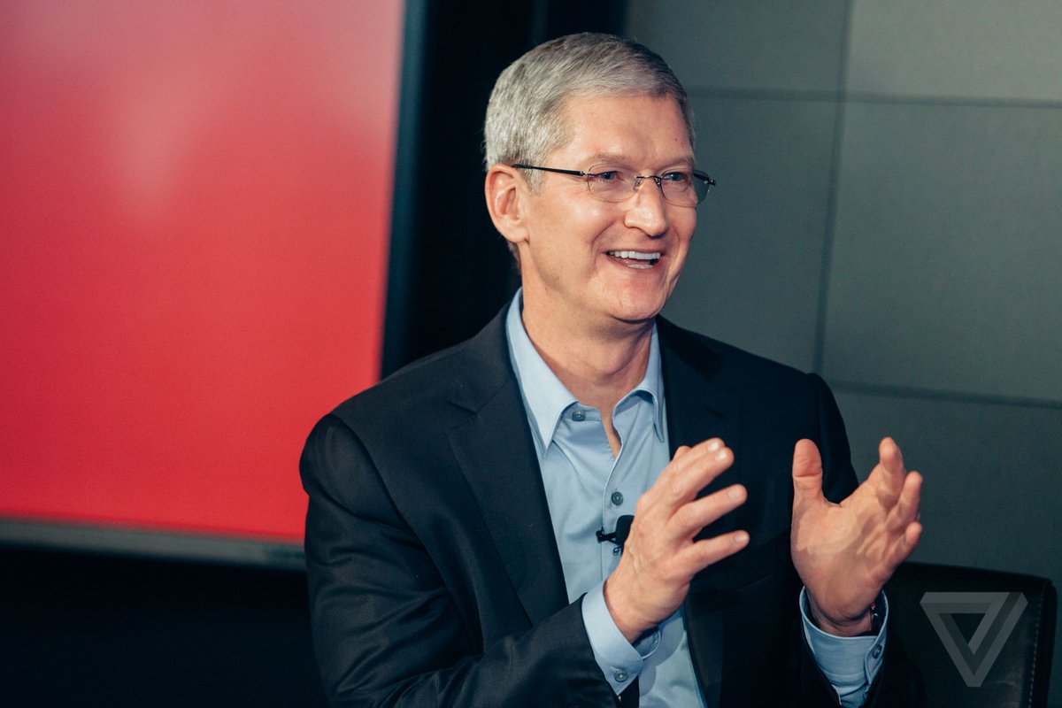 verge's tweet image. Tim Cook says Apple is investing $1 billion in US manufacturing theverge.com/2017/5/3/15537…