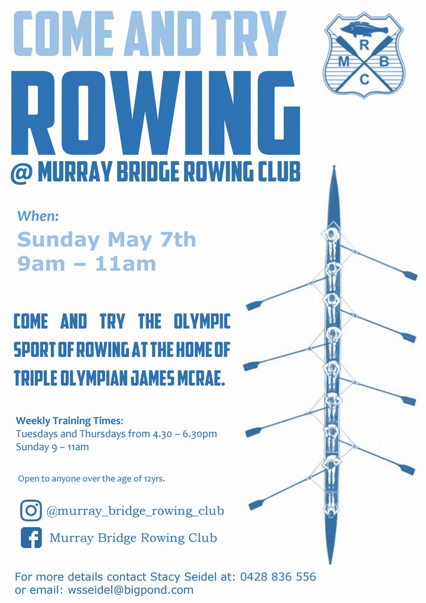 Free this Sunday? Come down to Murray Bridge Rowing Club to see if you have what it takes to be Australia's next Olympic rower!