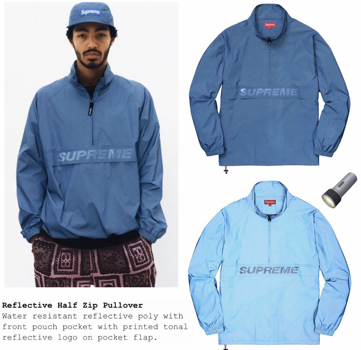 Supreme reflective hotsell half zip pullover