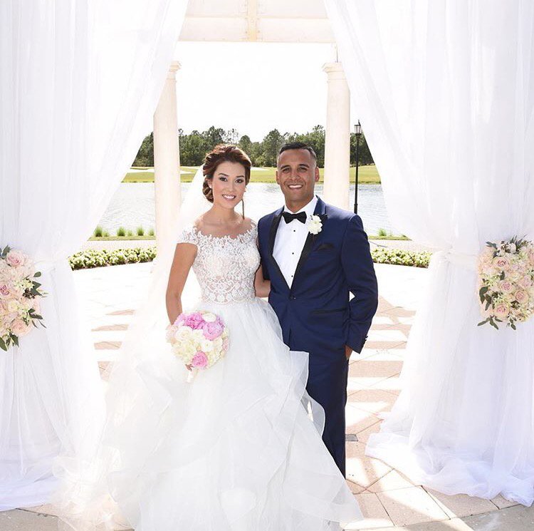 Look at those smiles! Chelsey & Diego’s Ritz Carlton wedding was everything they dreamed of and more! #weddingfloral #newlyweds #FLwedding