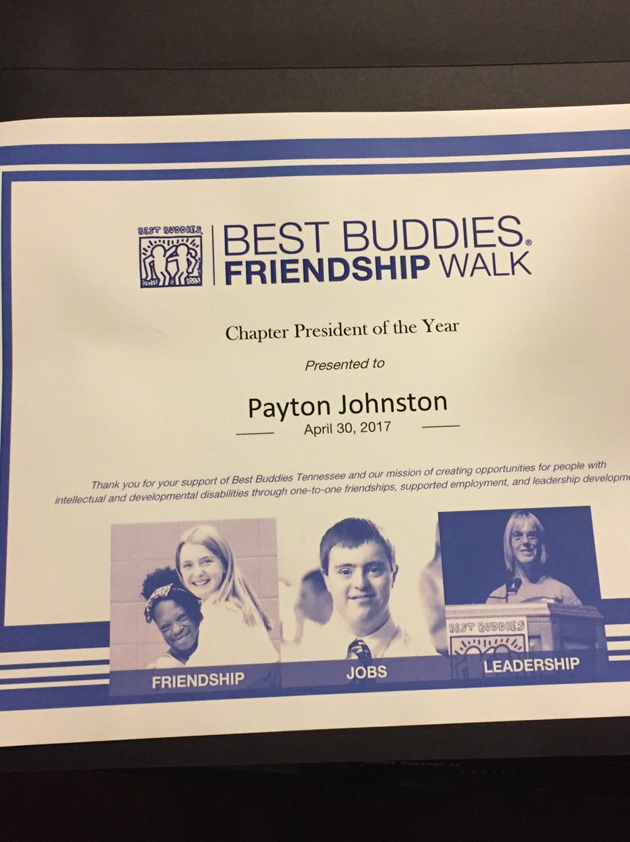 Congrats to our very own pres @pay10johns10 for receiving the Best Buddies CHAPTER PRESIDENT OF THE YEAR award in Memphis!!!You're amazing!
