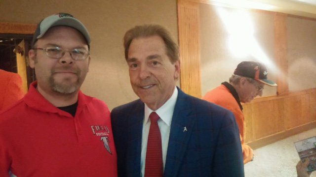 Our own Coach Helm and the legendary Nick Saban!  #NickSaban <a href="/AlabamaFTBL/">Alabama Football</a> #GoFalcons