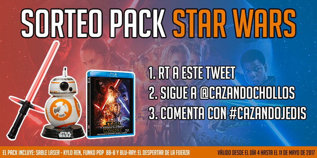 CazandoChollos's tweet photo. Sorteo pack Star Wars: Sable láser, Funko Pop BB-8 y Blue Ray
Instrucciones: 
- Seguir a @CazandoChollos 
- Comentar con #cazandojedis
- RT https://t.co/Lqo9PEeNMB
