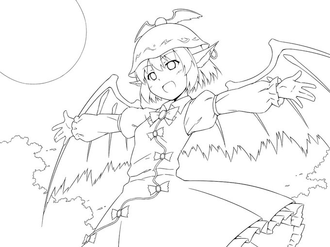 ミスティア・ローレライちゃん線画。 