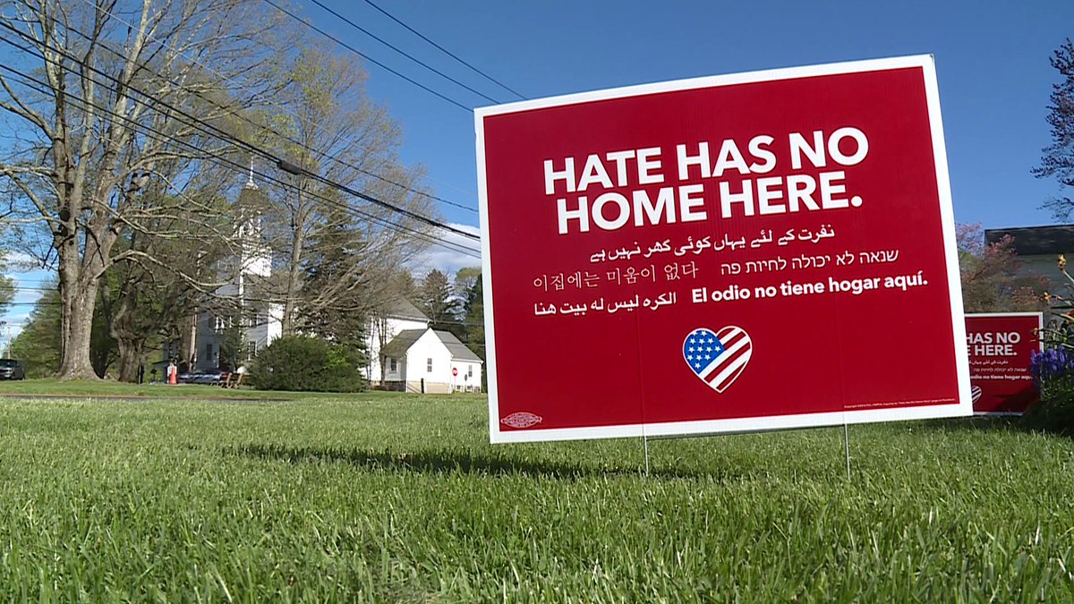 . <a href="/HateHasNoHome/">HateHasNoHomeHere</a> finds a home on lawns in #Connecticut #FOX61 via.fox61.com/XngsN