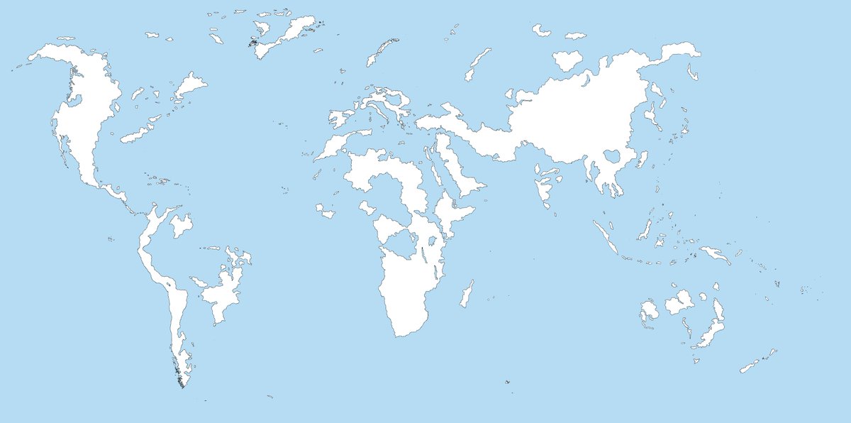 map of earth after sea level rise Terrible Maps On Twitter A Map Of The Earth After A Sea Level map of earth after sea level rise