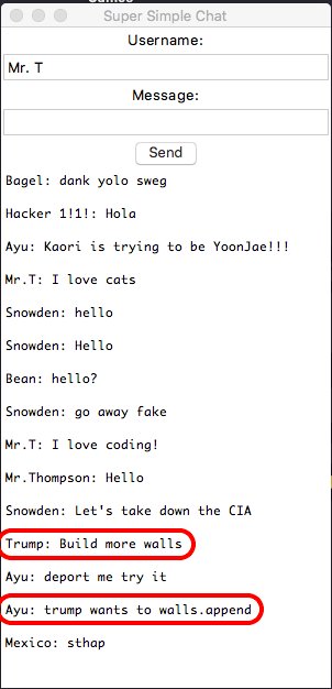 tokyoedtech's tweet image. My #python #coding students had fun testing our demo chat app...with no authentication. #pythonhumor #girlscancode #STEM