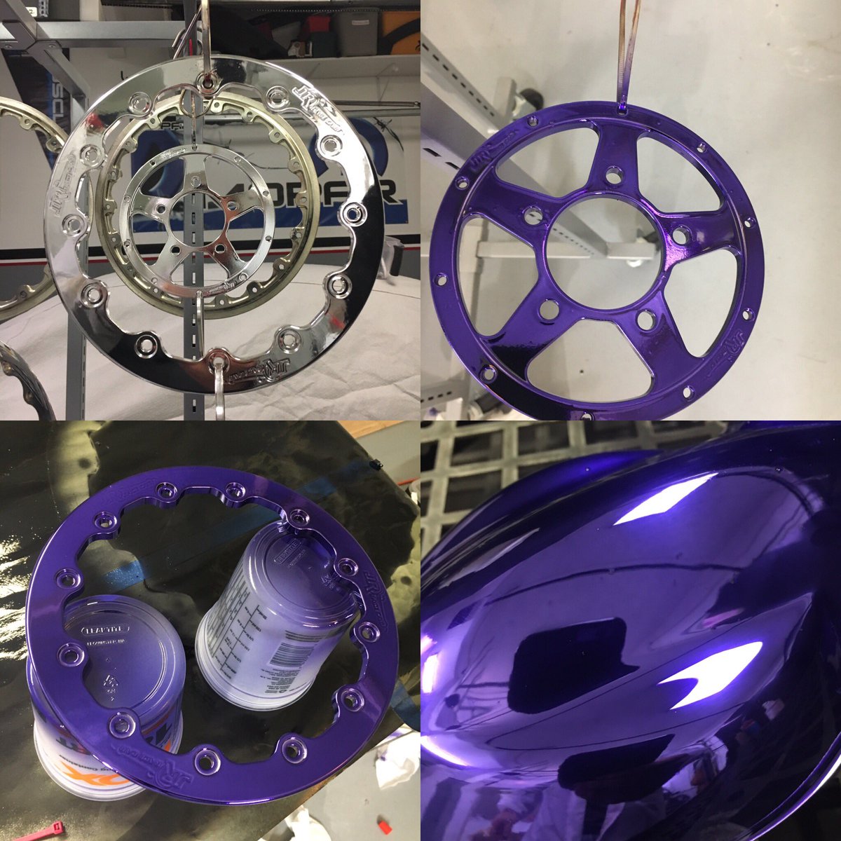ColoChromeWorks's tweet photo. Jr dragster beadlocks. Beyond chrome to purple chrome! https://t.co/rN2bgcO8ff