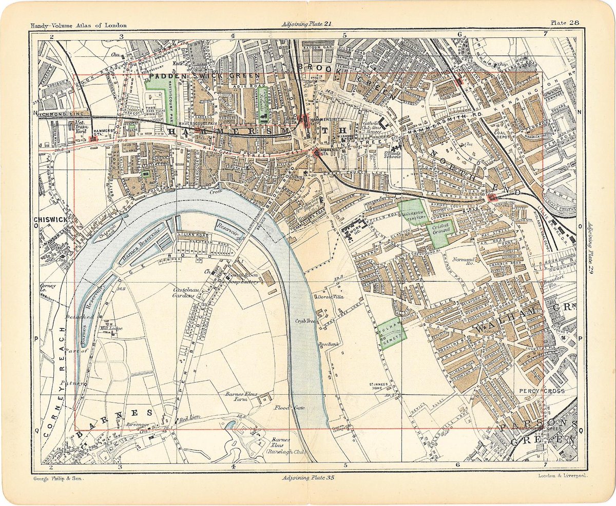 FrontispieceLtd mapsandantiqueprints.com  #antiquemaps 1891 #hammersmith #walhamgreen #Fulham #barnes #Chiswick #RiverThames #w6 #sw13 #w4