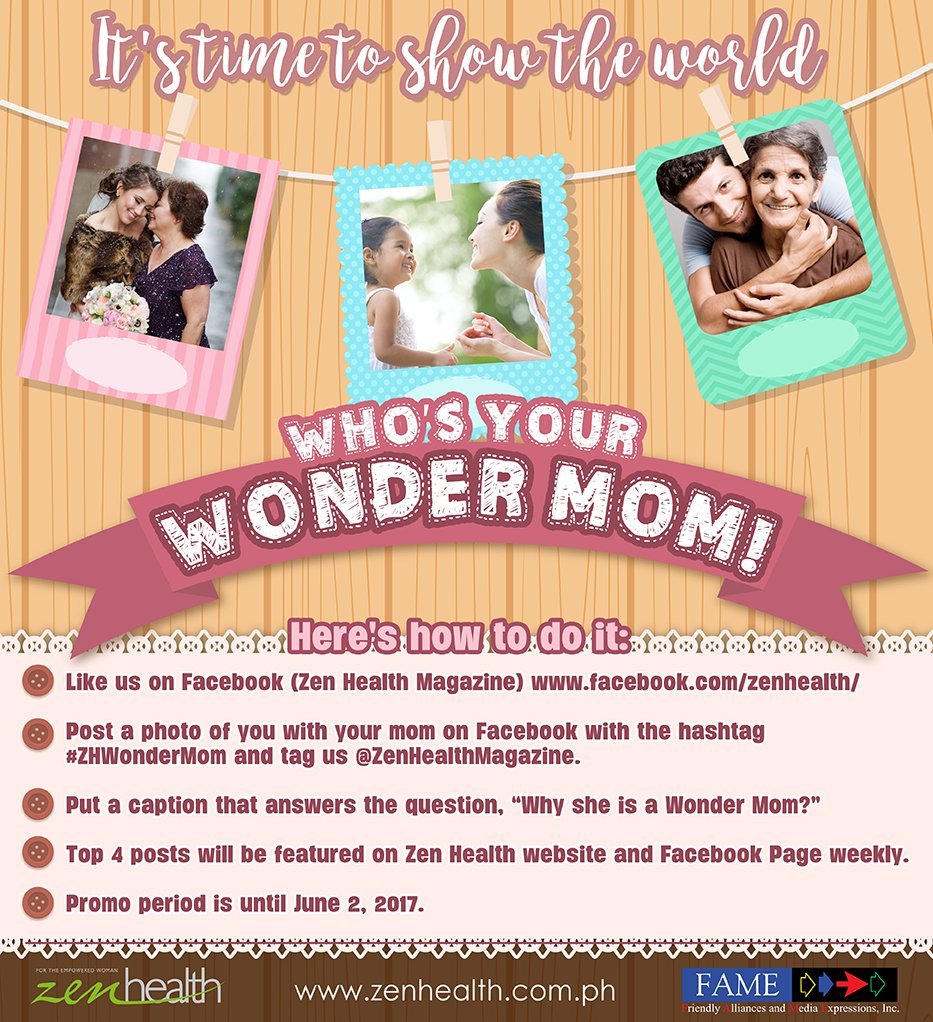 ZenHealthMag's tweet image. It's time to show the world who's your Wonder Mom! #ZHWonderMom
#MothersDay #ALDUB94thWeeksary #GoldAndGloryAteneo #MayThe4thBeWithYou