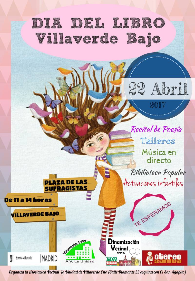 De 11 a 14h en la Plaza de las Sufragistas celebrando el #DiaDelLibro. Os esperamos! #Villaverde #UnidasHacemosBarrio