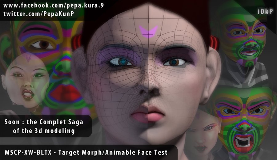 Maxscript4Games's tweet image. Else, as an WIP. From 2d to 3d : Target Morphed Animable Face, cyclic-quads/fully-loops-oriented topology, 3d is fun ! #gamedev, #indiedev