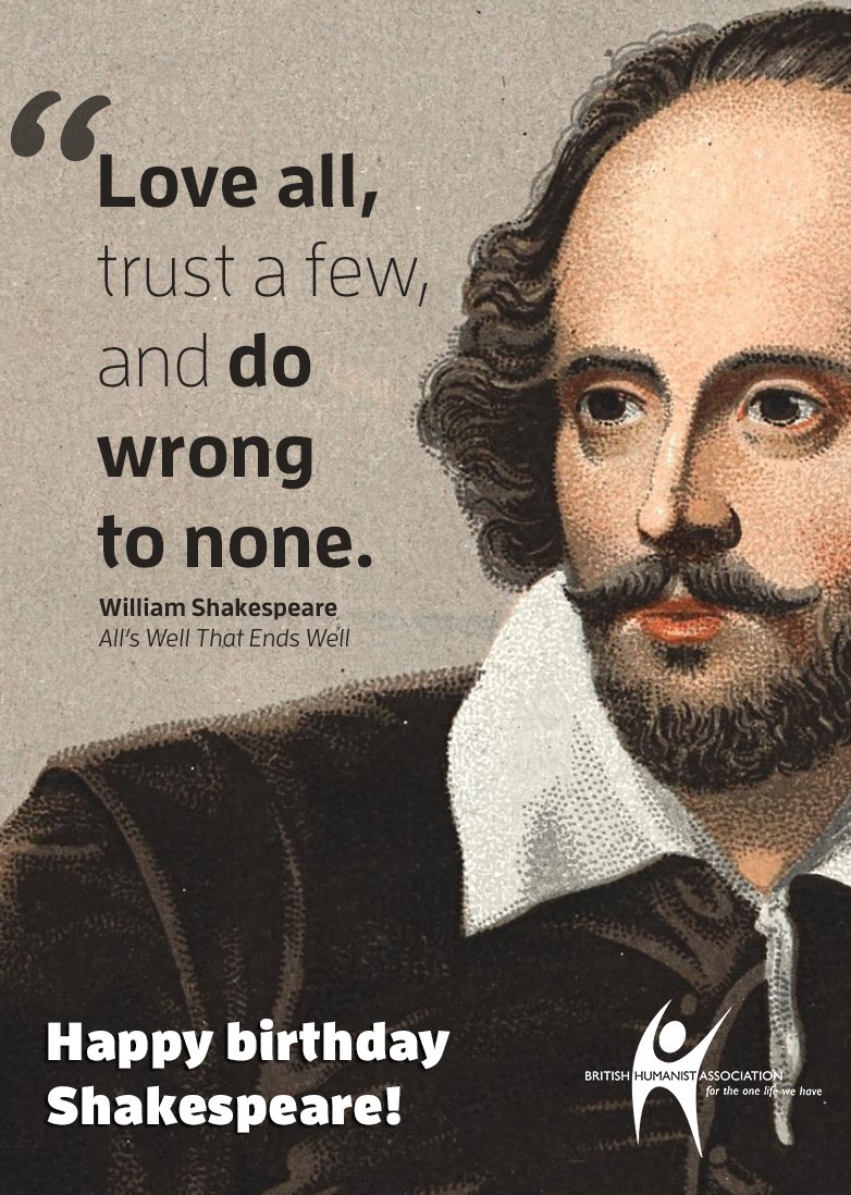 Humanists_UK's tweet photo. Happy #ShakespeareDay! https://t.co/oUUrTtQdf2