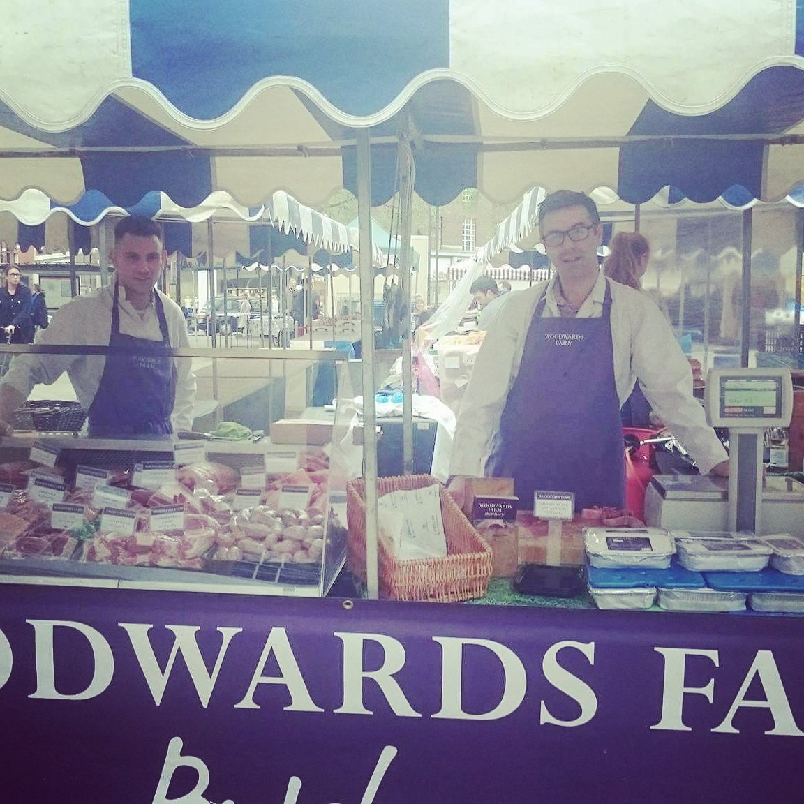 WoodwardsFarm's tweet photo. Meet our butchers today @partridgesfoods @DOYSQ @PartridgesSW7 #HomeReared #Beef #21DayAged #GloucesterOldSpot #SuffolkLamb https://t.co/rm1OnYxXXZ