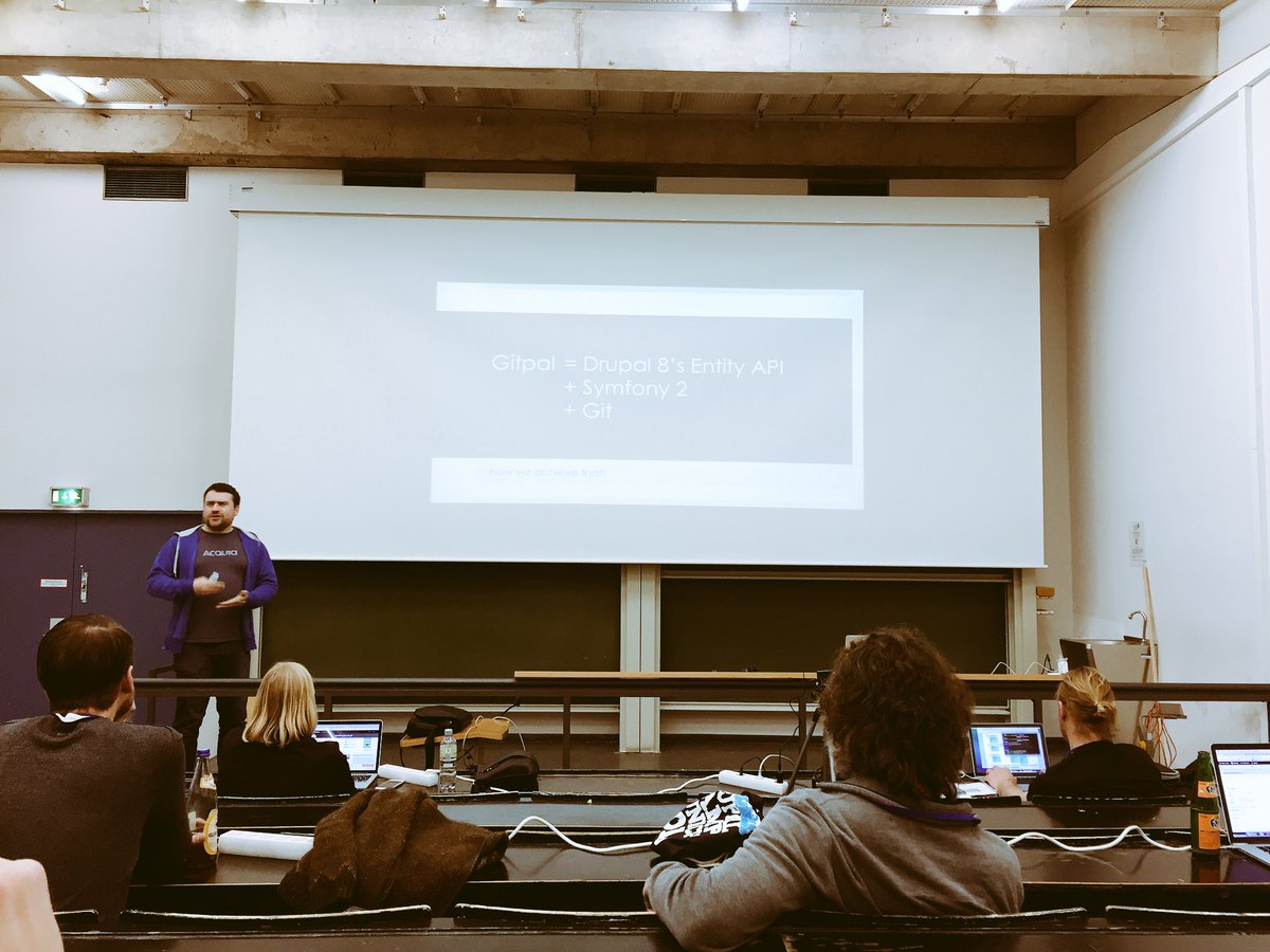 drupalagenturen's tweet image. Gitpal = Drupal 8&apos;s entity API + symfony 2 + GIT. Presentation by  @rouvenvolk Check gitpal.org for more info! #dcffm17 #drupal
