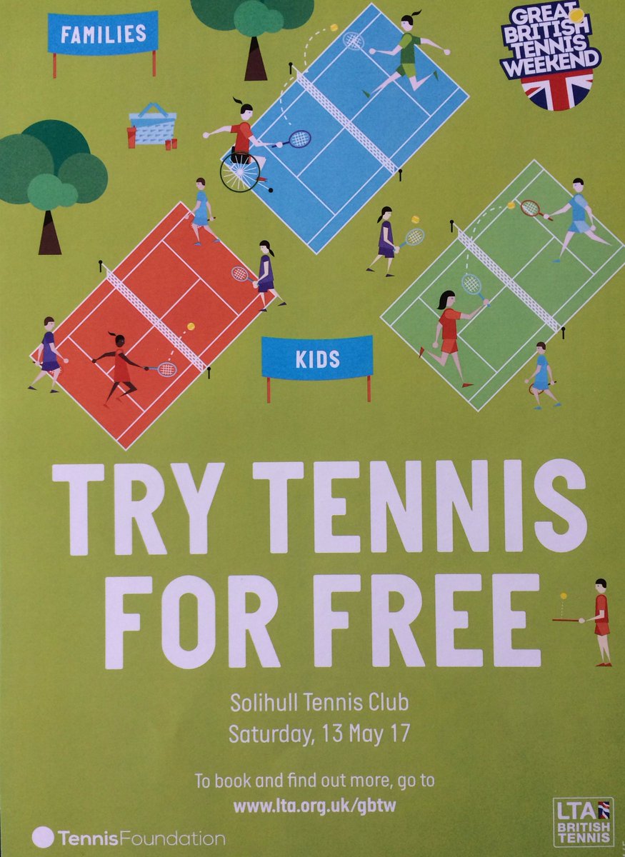 SolihullTC's tweet image. Join us for our LTA Open Day for FREE TENNIS on 13th May! Discounted membership on offer: £29 FOR 8 WEEKS #solihullTC #free #tennis