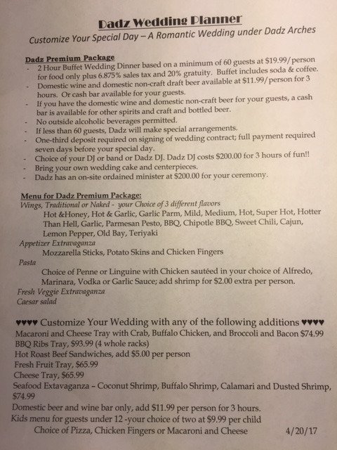 DadzBar's tweet image. Dadz Wedding Planner - have a great and economical wedding to remember for a lifetime. Call Jim at 609 276-0637.