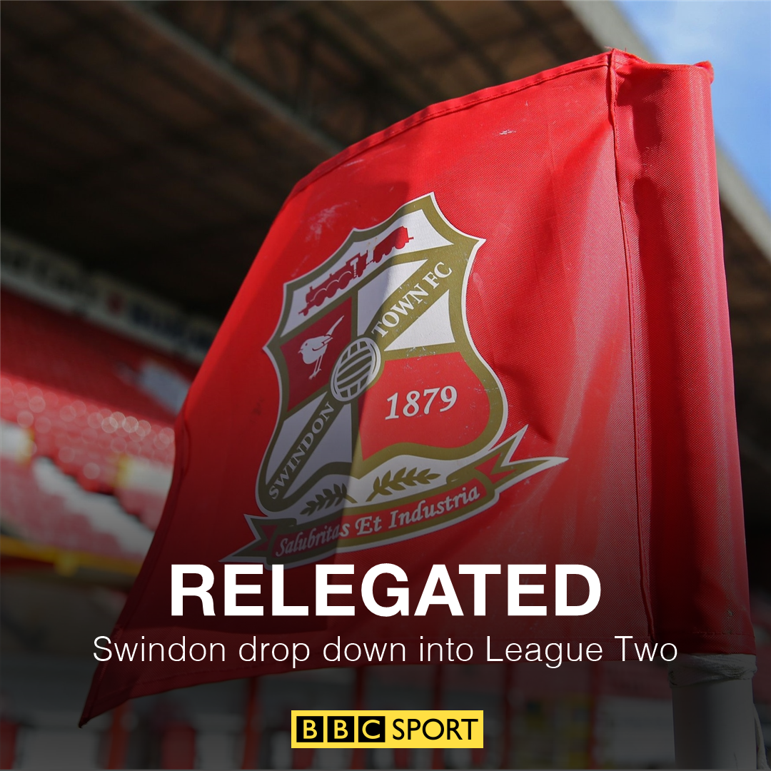 Bitruswadala's tweet photo. RELEGATED

Swindon will play in League Two next season after a 1-2 defeat v... https://t.co/40fWKgTCZ4 by #BBCSport via @c0nvey https://t.co/if8kJ0Q3dz