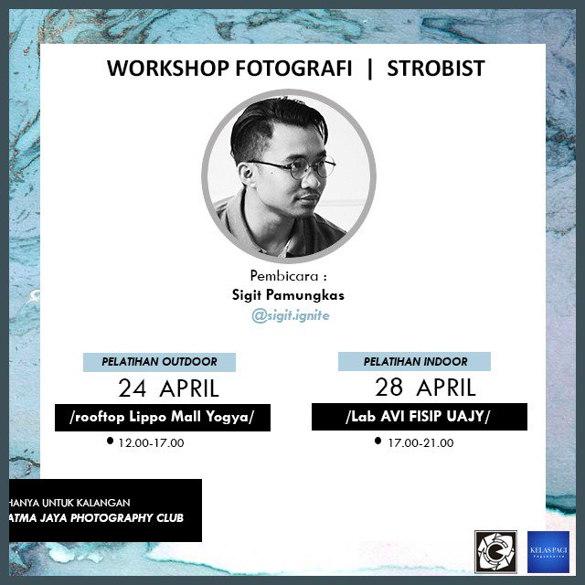 Kickoff meeting Workshop FOTOGRAFI <a href="/APCuajy/">AtmaJaya Photography</a> <a href="/uajy/">Universitas Atma Jaya Yogyakarta</a>  24 &amp; 28/4 | sambil ngopi <a href="/kelaspagiyogya/">Kelas Pagi Yogya</a> !! Sukses kawans