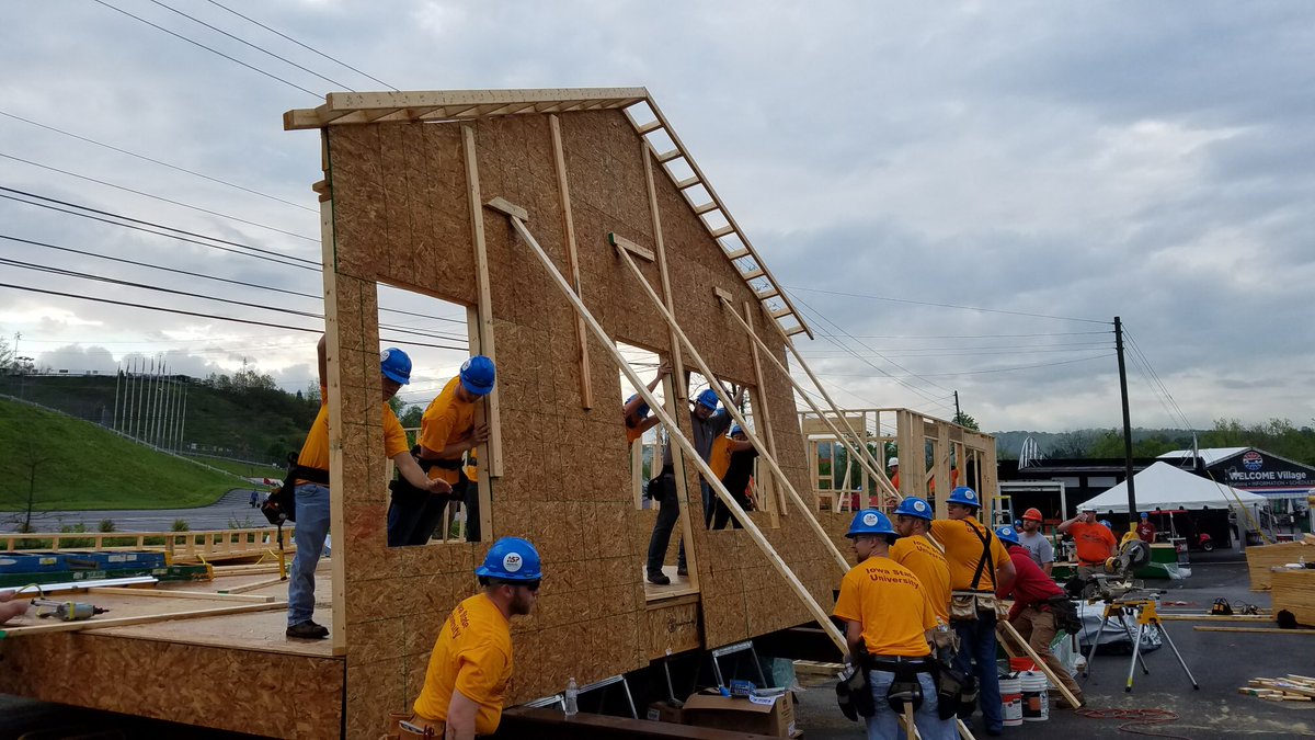 First wall went up right at the green flag this morning! #RaceToBuild