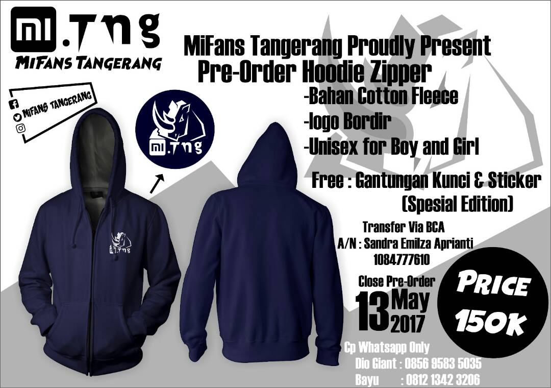 Hello guys, btw <a href="/MiFansTangerang/">XiaomiFans Tangerang</a> mau bikin PO Hoodie nih. Btw limited edition loh, alias gak bakal produksi 2 kali. Langsung sikat gan! 👍
