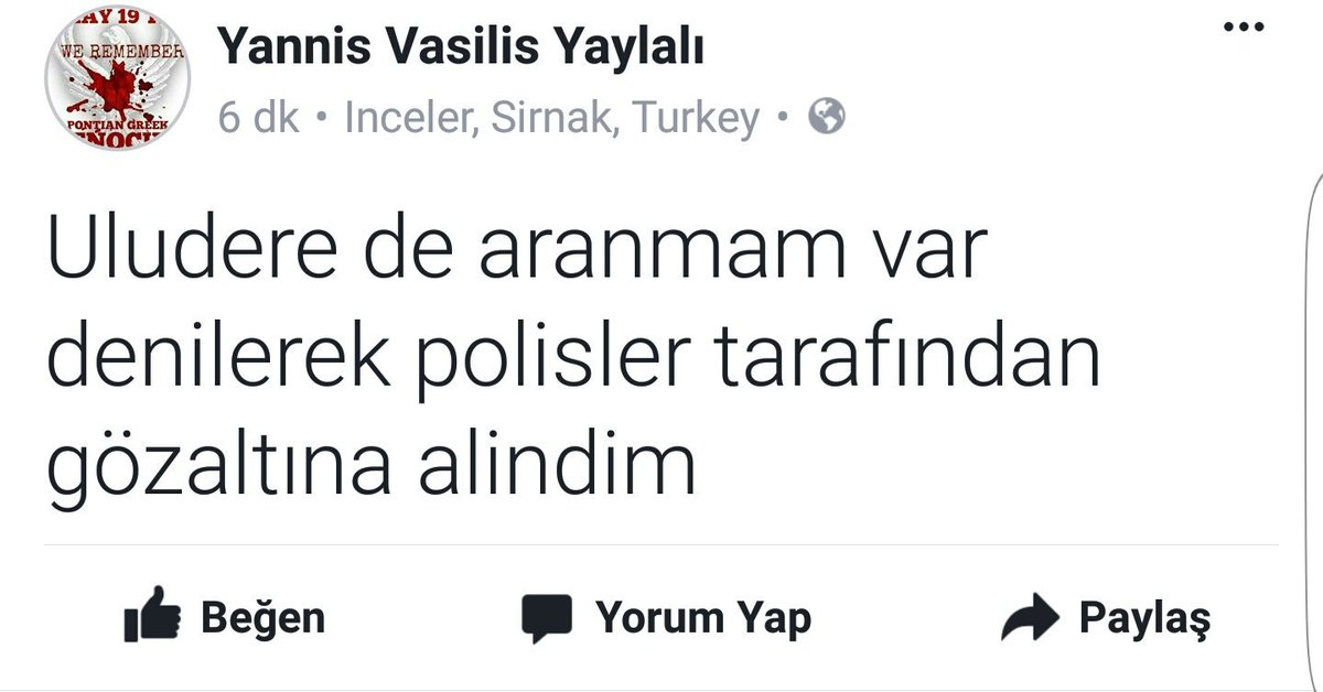 Roboski'de yaşayan Barış Aktivisti Yannis Vasilis Yaylalı  gözaltına alındı..