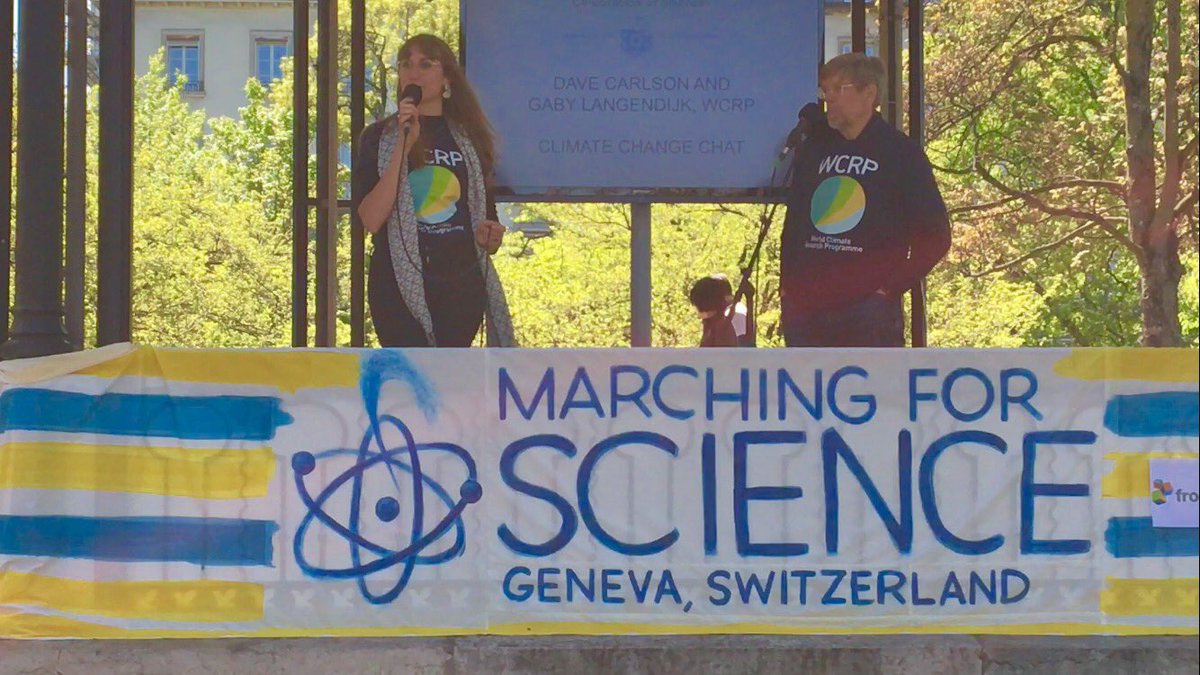 DrMikeSparrow's tweet image. Great to speak at the @ScienceMarchGVA ... lovely day and lovely people ! @WCRP_climate