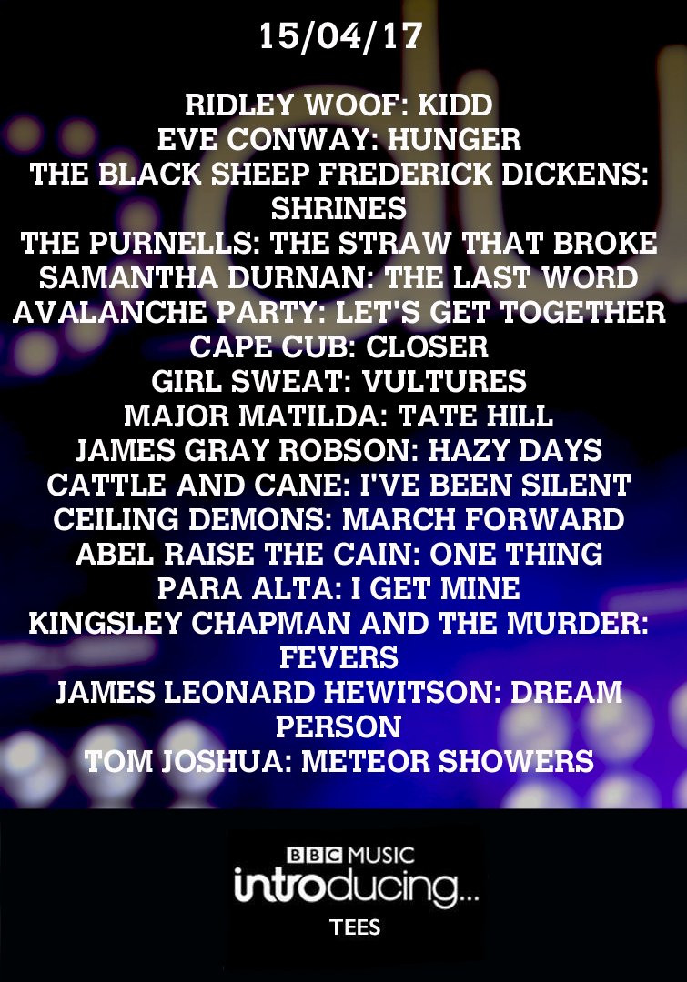 PLAYLIST from our <a href="/StocktonCalling/">Stockton Calling</a> show (click the link to listen before tonight's show with <a href="/Bob_Fischer/">Bob Fischer</a>) bbc.co.uk/programmes/p04…