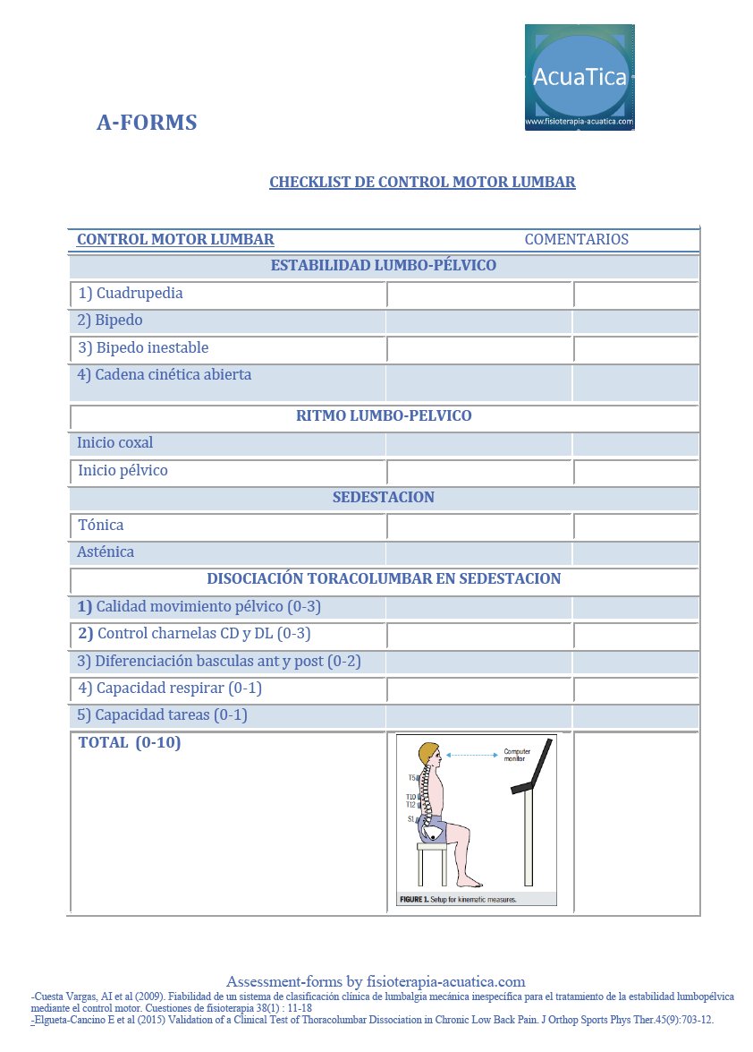 <a href="/JRfisiouv/">Jesús Rubio</a> @RafaeIUgarte <a href="/FisioStacruz/">Fisioterapia Stacruz</a> Aqui mis 5! #HodgesColfisio. Las checklist como nuestra A-FORM de Control Motor Lumbar deberian ser ABC en Valoracion en Fisioterapia