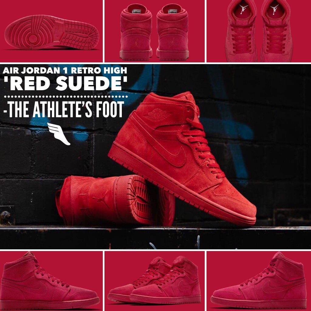 jordan 1 red suede on feet