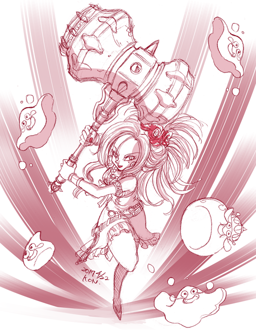 こんきち No Twitter Rtありがとうございます 会心の一撃と言えばまじんのかなづち とくればデボラでメタル狩りです メタキンもかっとばす勢いを出したかったのでかなづちはかなり大きめに描きました